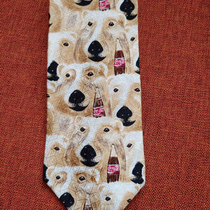 Vintage Coca Cola Polar Bear Necktie Silk Collectors Holiday